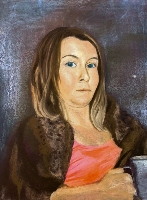 pastel self-portrait in the style of Rembrandt